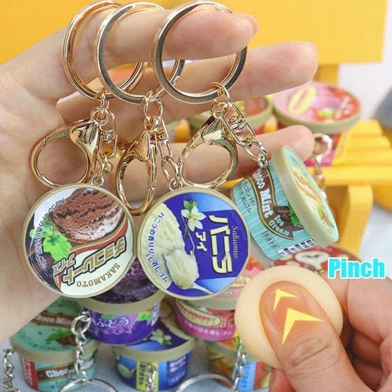 1 PC Miniature Ice Cream Cone Slow Rebound Pinch Keychain Pendant ...