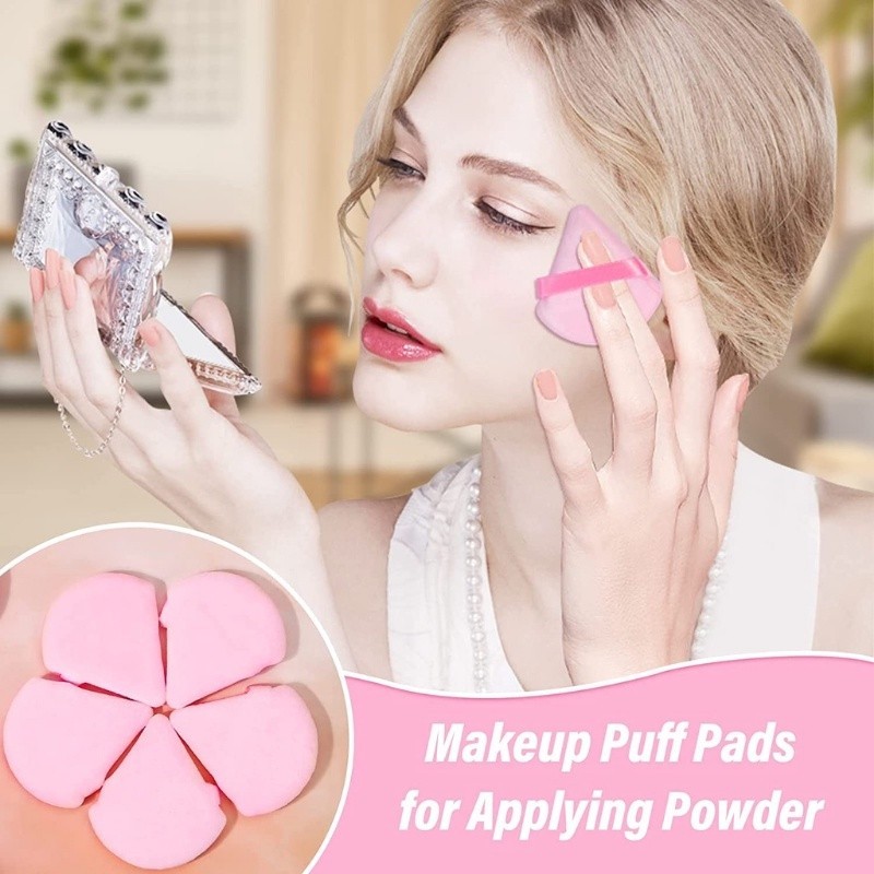 3PCS Triangle Powder Puffs Face Cosmetic Powder Puff Soft Velour Makeup ...