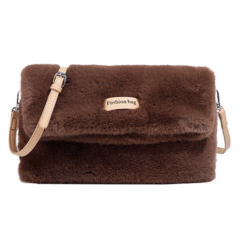 Women's Faux Fur Messenger Crossbody Bag - Plush Shoulder Tote, 15.72x12.97x1.57 Inch, Fashion Handbag - View #2