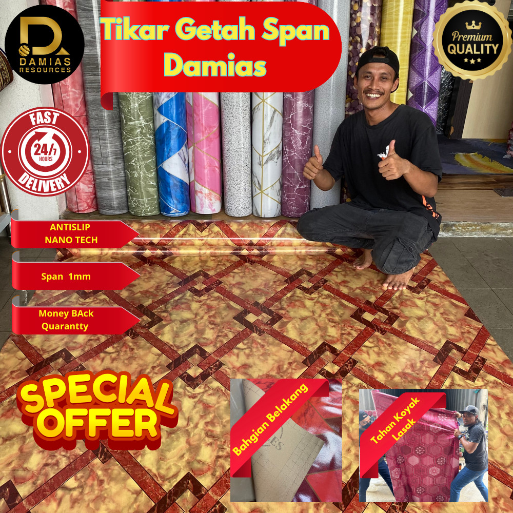 Damias Top New Brand Tikar Getah Ekslusive Span 1 Roll 15 Meter X 1.83 ...