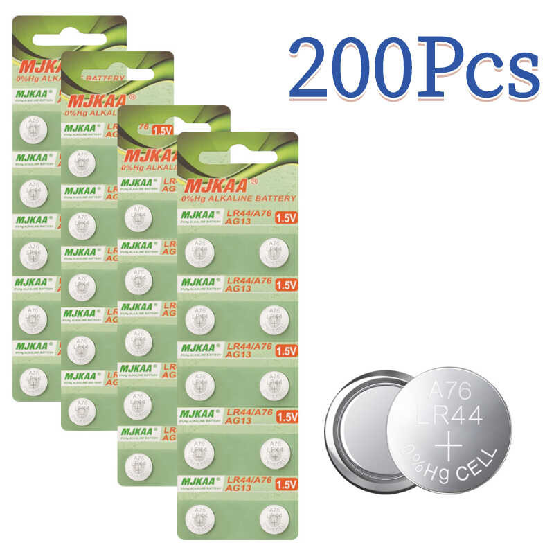 200Pcs Ag13 Lr44 357A S76e G13 Button Coin Cells 1.5V Alkaline ...