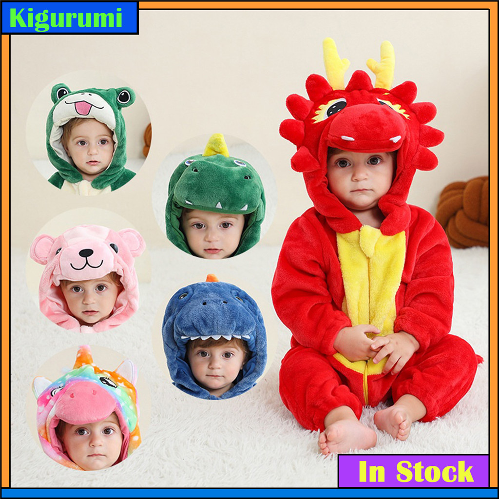 Baby Kigurumi Dragon Frog Giraffe Bear Stitch Cartoon Romper Infant ...