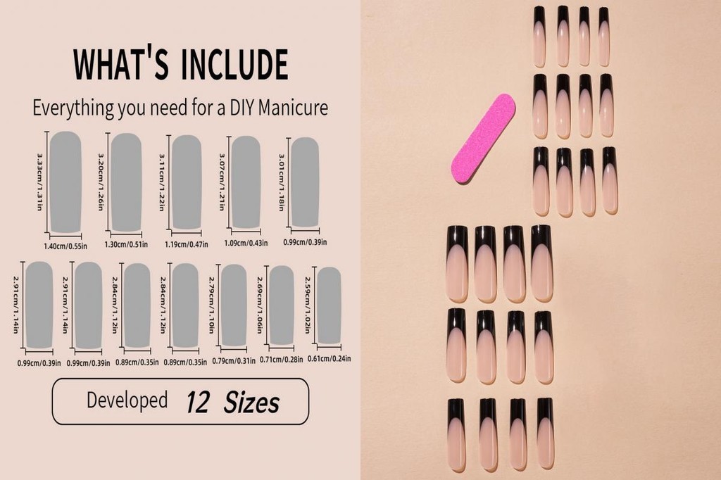 chicstyle 24pcs Elegant French Water Pipe Design Fake Nails for Stylish ...