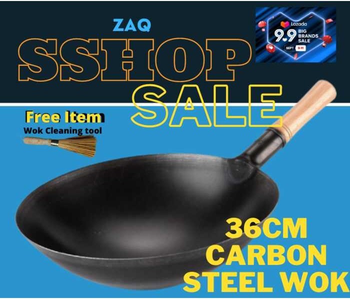 36cm Carbon Steel Wok for Stir fry 36cm NO EAR pan wok pan ninong