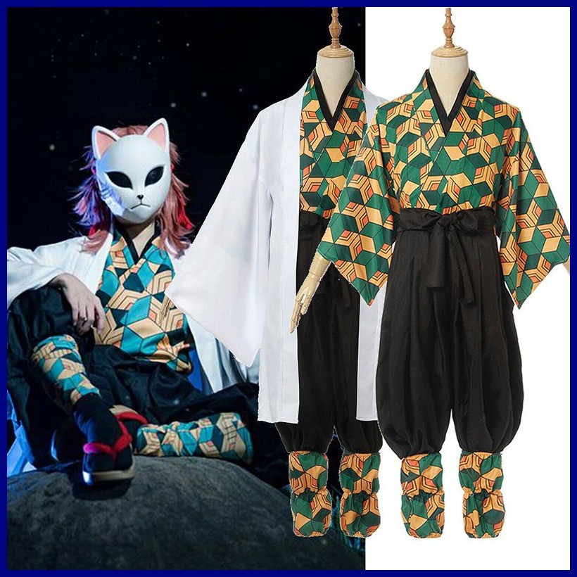 Slayer Demon Kimetsu No Yaiba Sabito Cosplay Costume Kimono Outfit ...