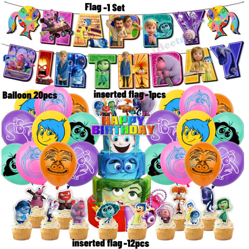 LY ULEEK Inside Out 2 Theme Party Balloon Decoration Prop Joy/Disgust ...