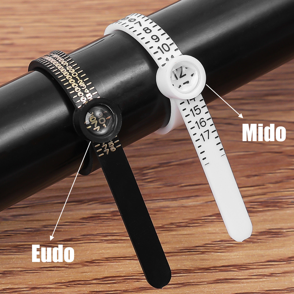 2Pcs US/EU Standard Size Adjustable Ruler Fingers Ring Measuring Tools ...