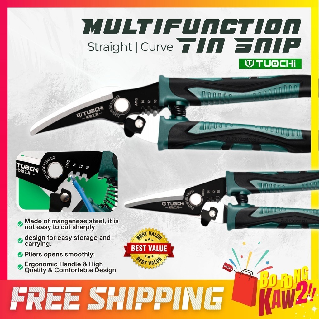 Straight Curve Multifunction Tin Snip Professional Cutter Crimper Plier ...