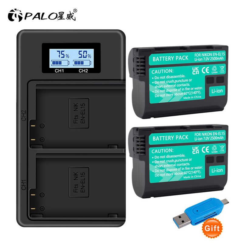 2500Mah E EnEl15c El15c EN El15 Battery + LCD Dual Charger Para Kay