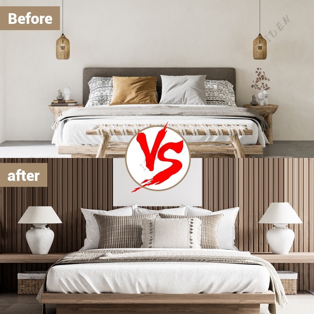 WPC Wall Panel Waterproof Ecological Wallpaper Wood Grille Board Fluted ...