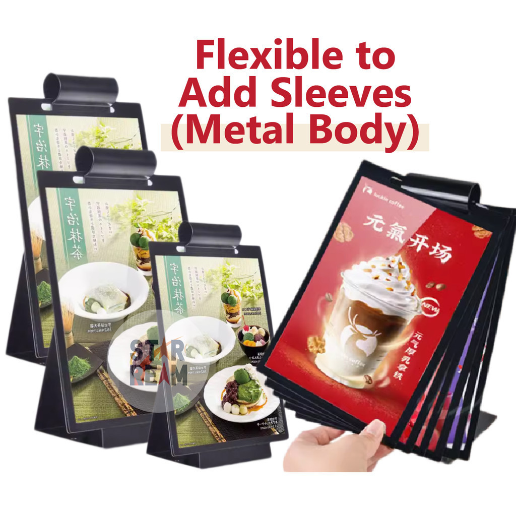 Sleeves Adjustable Metal Table Menu Stand A4 A5 A6 Flip Menu Stand Menu ...