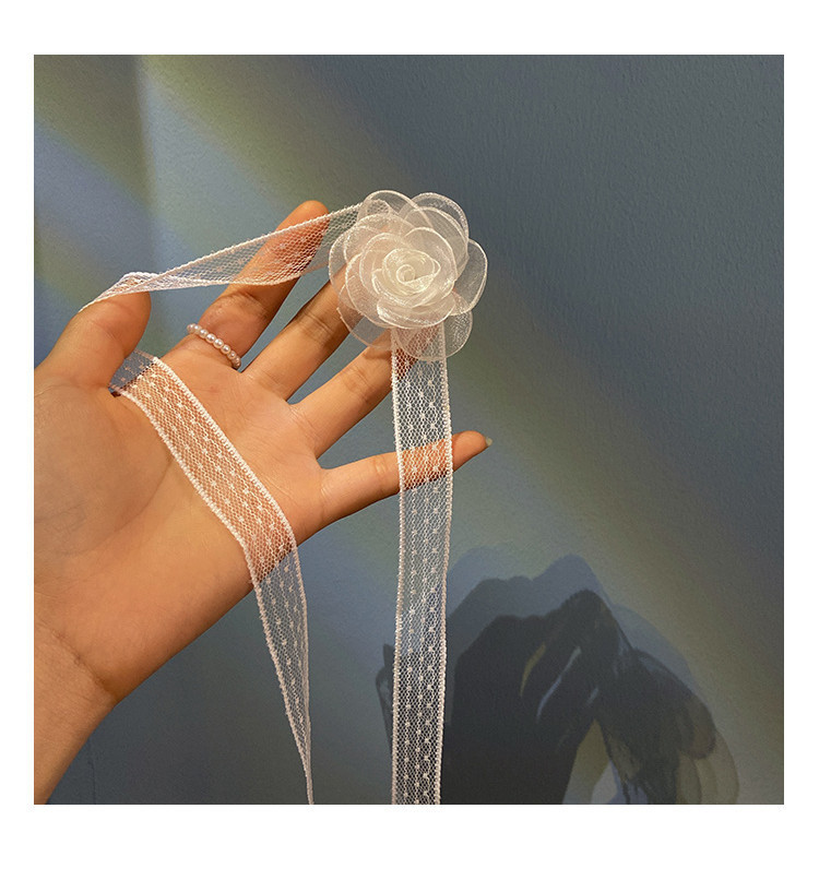 Fresh Elegant White Lace Flower Ribbon Hair Accessories French Elegant ...