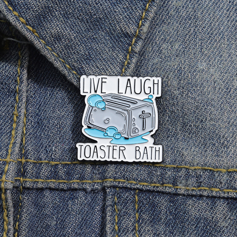 Cartoon Toaster Enamel Pins Brooches Funny Toaster Bath Pin Brooch ...