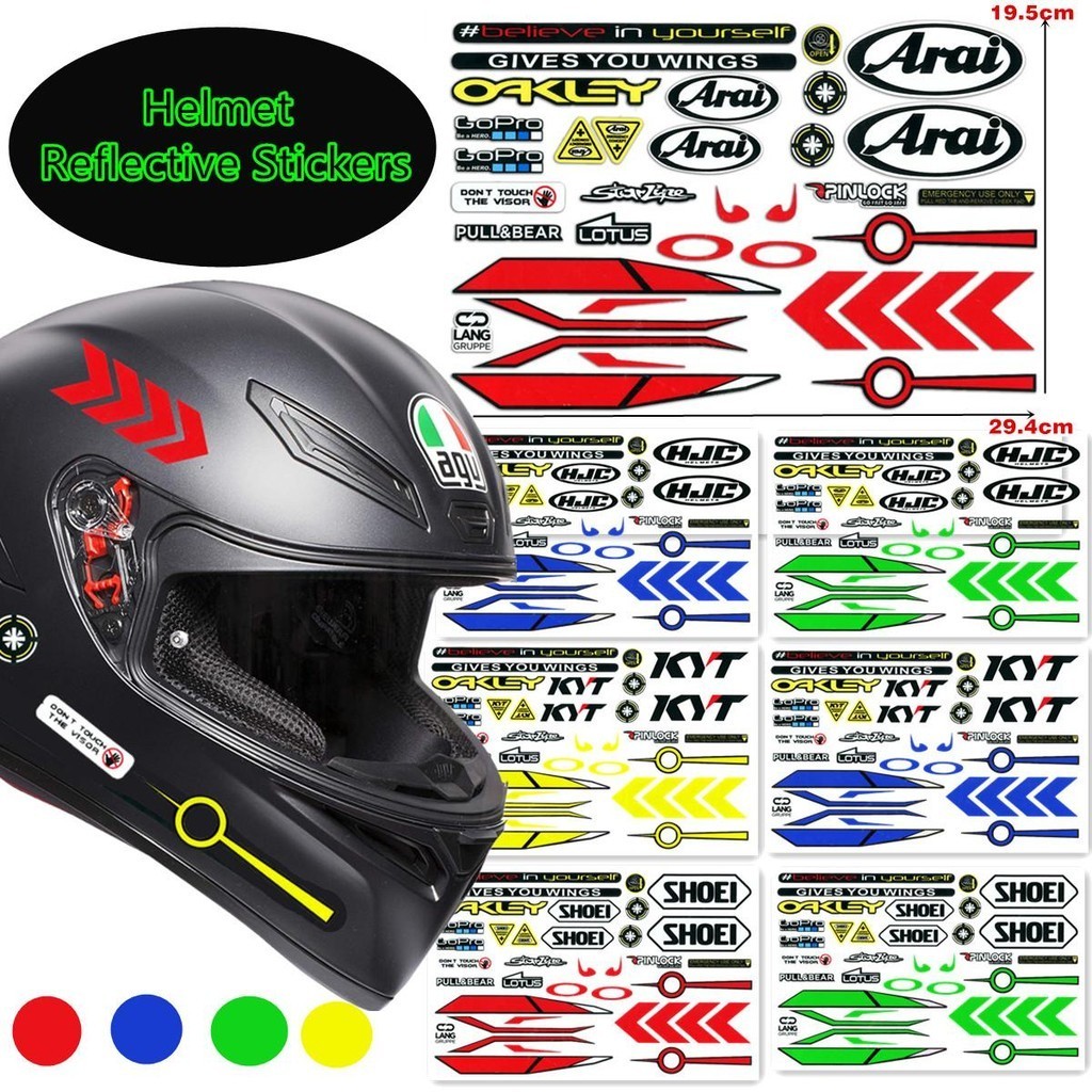 Helmet Stickers Motorcycle Reflective Waterproof Decal Modified Lenses ...