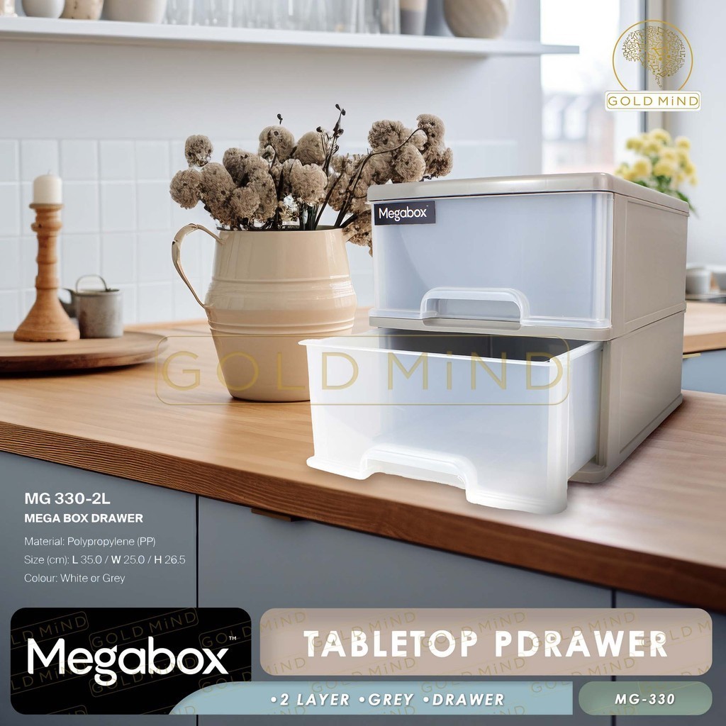 Megabox Mg-330 Drawer 2 Layers White, Gray | Shopee Philippines