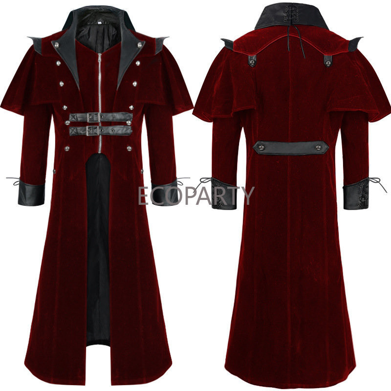 GRACEART Steampunk Gothic herenbroek, lange casual broek, middeleeuws kostuum, cosplay, groen, L