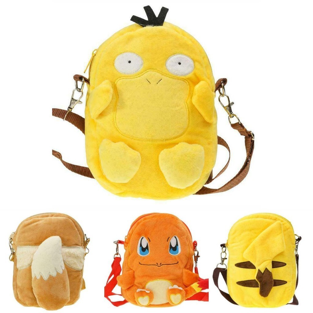 Pikachu Snorlax Pokemon Charmander Eevee Psyduck Plush Backpack Zipper ...