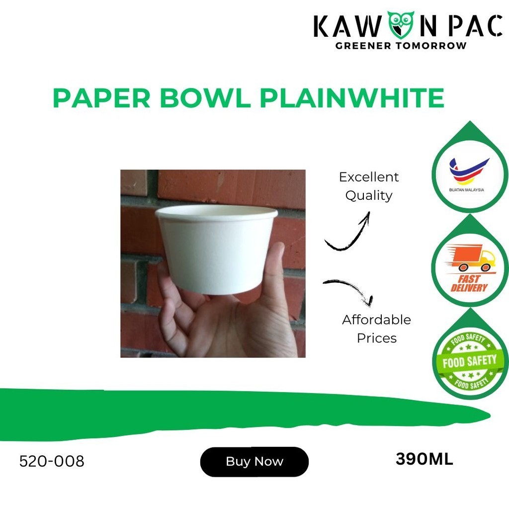 390cc Paper Bowl Plainwhite (DPE), (1pack x 50pcs) | Shopee Philippines