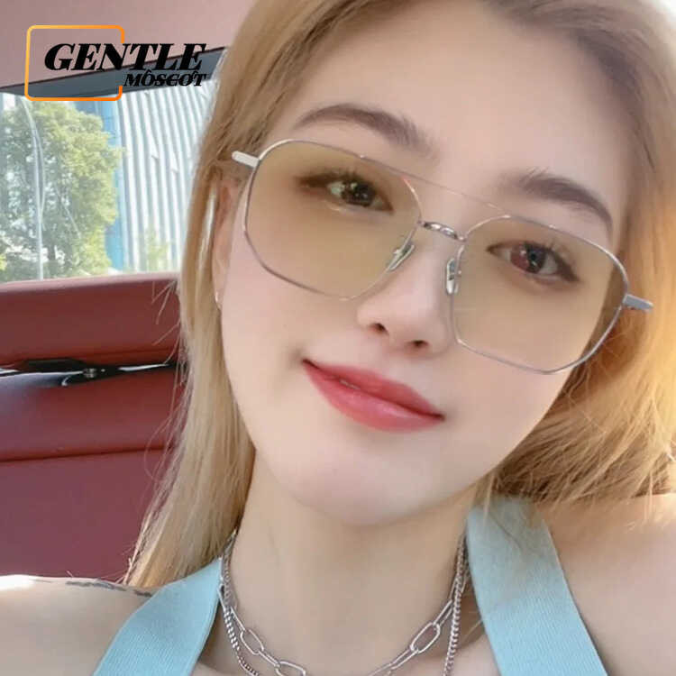 Korean Fashion Outdoor Photochromic Uv400 Women Aviator Polygon Frame