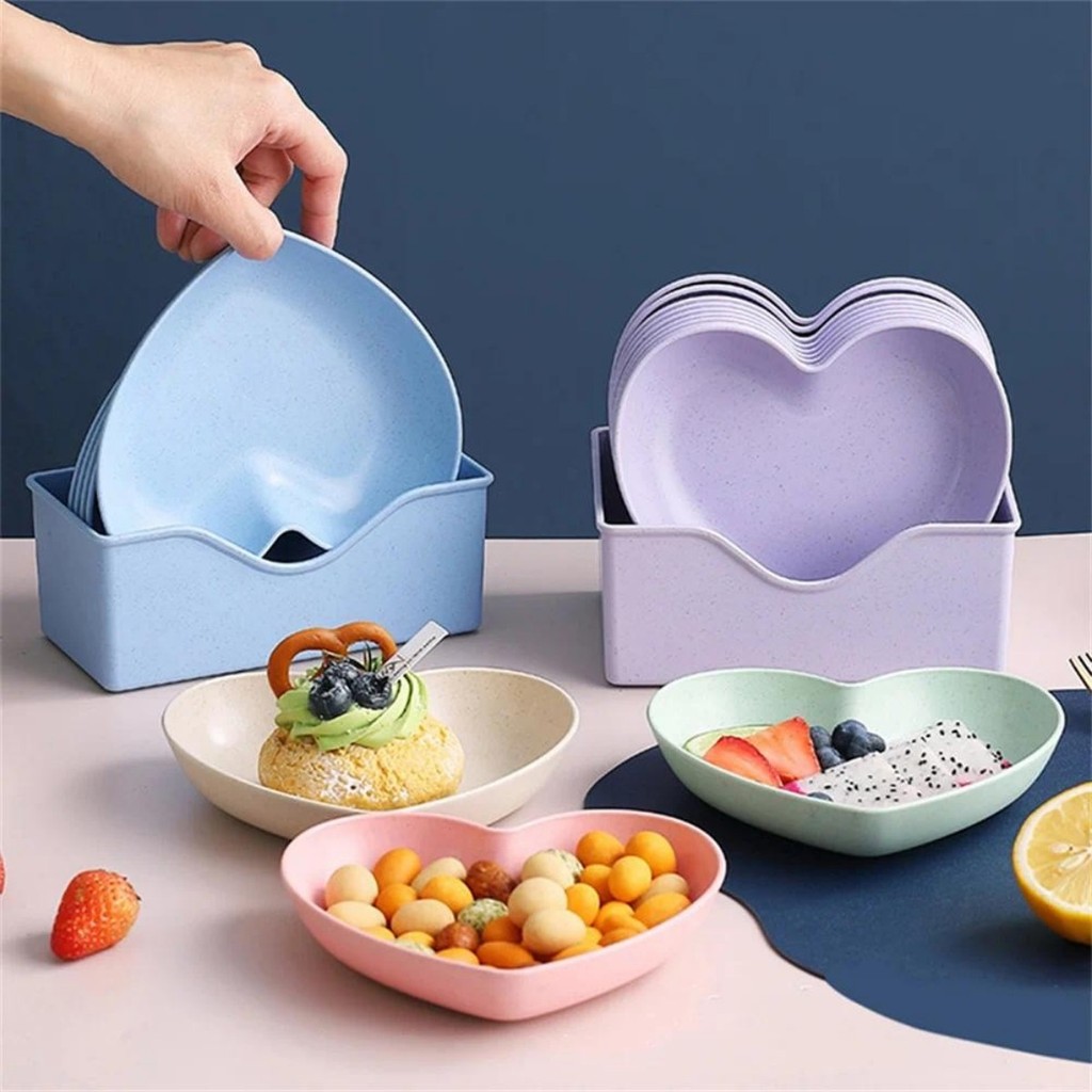 10pcs/set Colorful Dinner Plates Portable Food Plate Set for Snacks ...