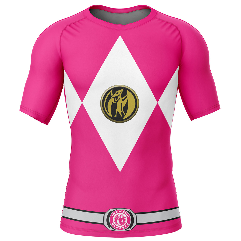 Pink Ranger Mighty Morphin Power Rangers Short Sleeve Rash Guard ...