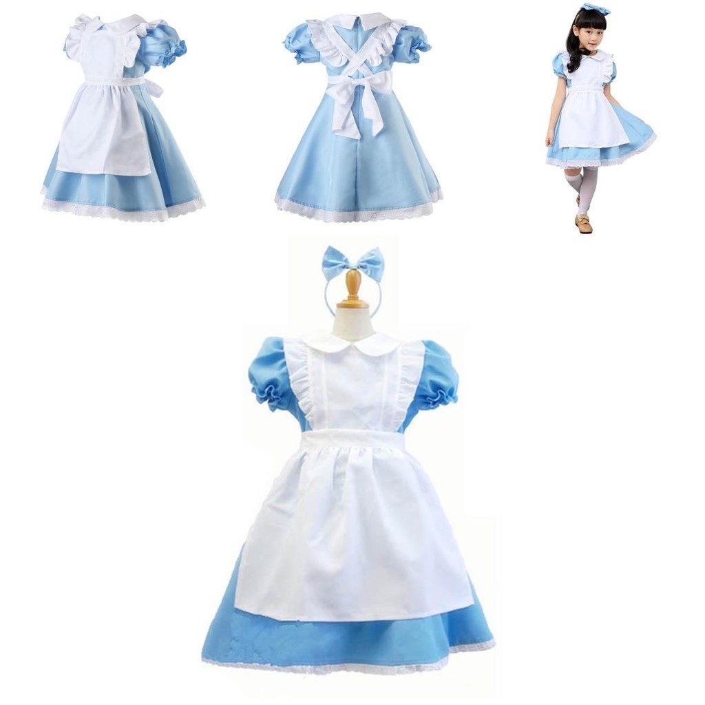 Alice In Wonderland Costume Halloween Maid Kids Lolita Dress Fancy ...