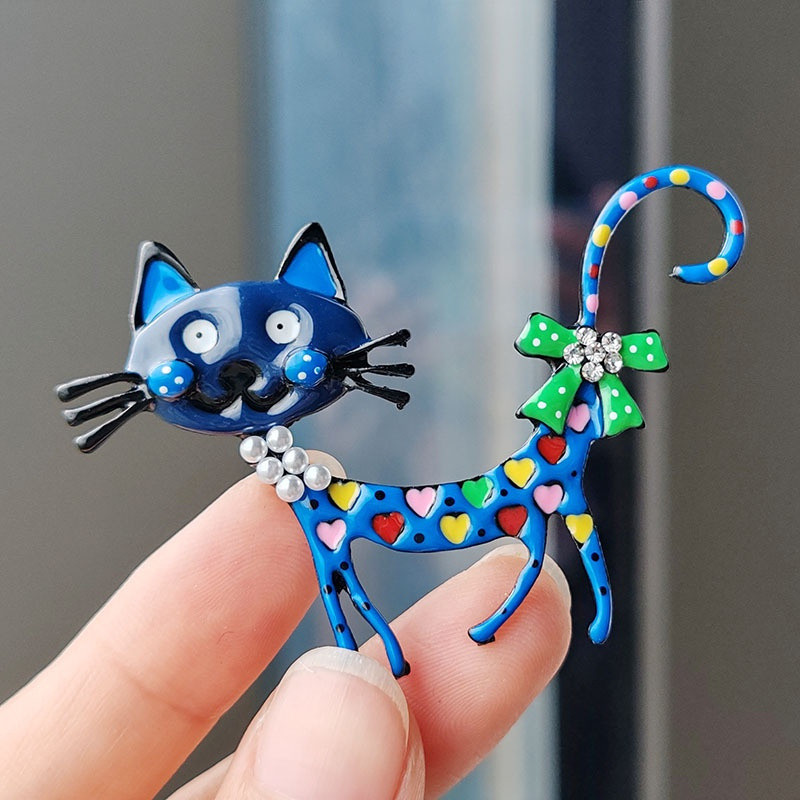 Lovely Cat Brooches 2-color Enamel Pet Animal Party Casual Brooch Pins ...