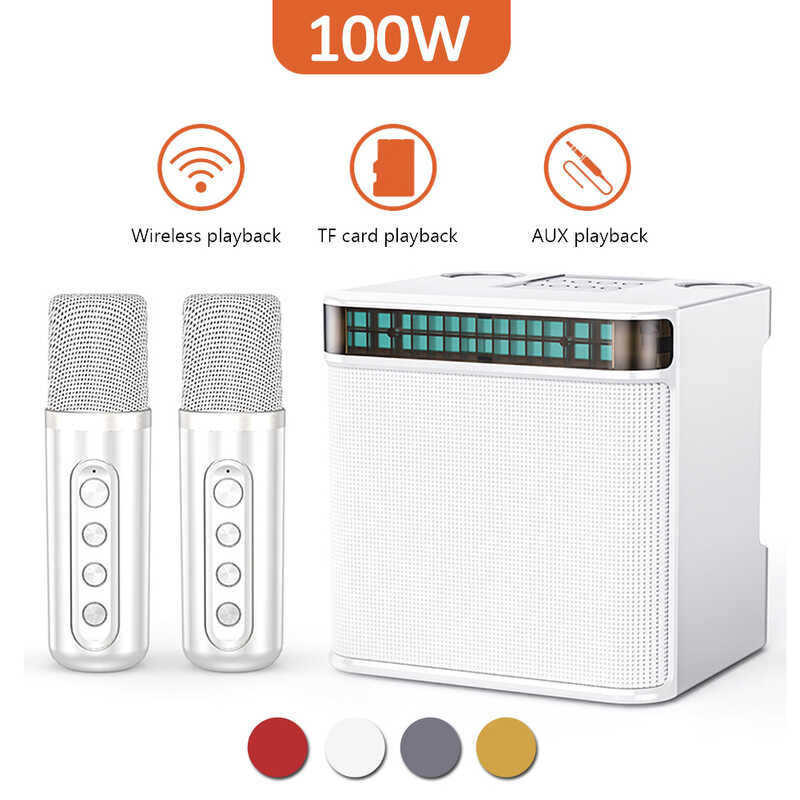 808 Karaoke Machine With 2 Wireless Microphones, PA Speaker System ...