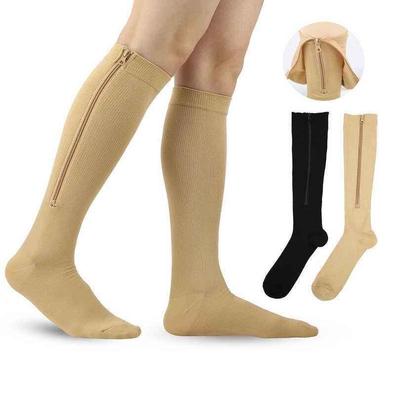 Medical Zipper Compression Socks Kababaihan Lalaki High Elasticity