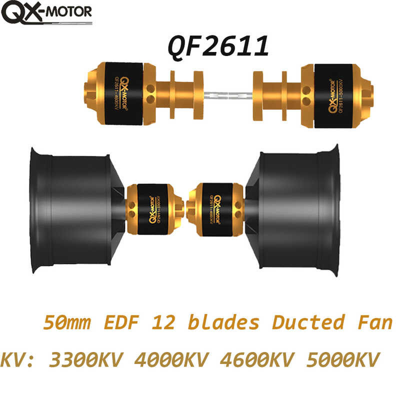 Qx Motor 12 Blades Ducted Fan 50mm Edf Qf2611 3300400046005000kv 3s 4s Brushless Motor Cw Ccw 6767