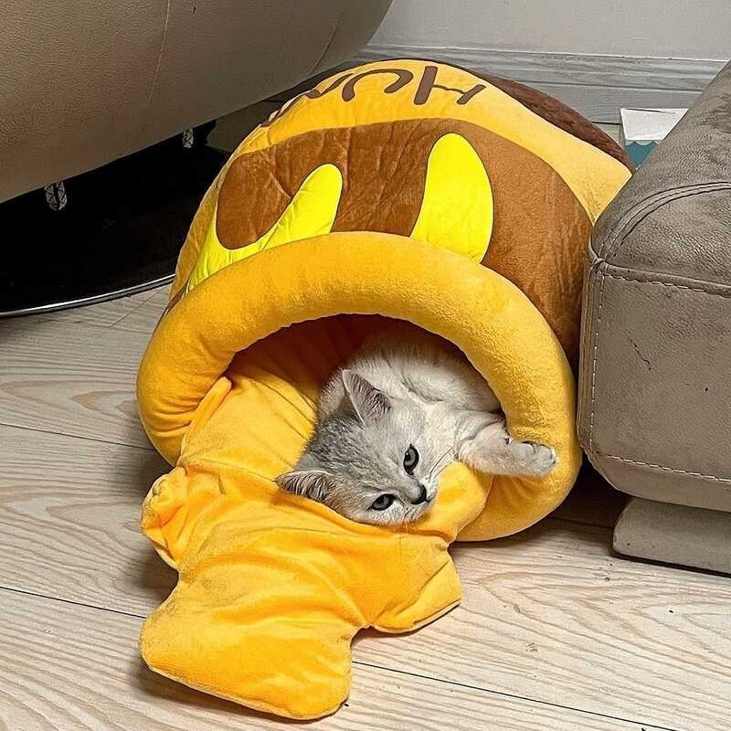 Cat pugad Honey palayok pugad Cat mainit na pugad taglamig ganap na ...