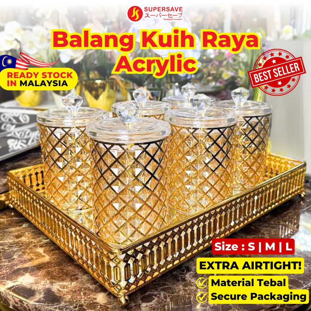 Supersave Balang Biskut Raya Kedap Udara Set Acrylic Bekas Kuih