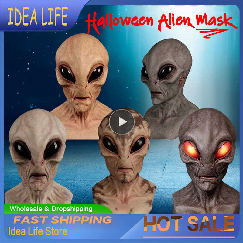 Halloween Scary Horrible Horror Alien Supersoft Mask Creepy UFO Skull ...