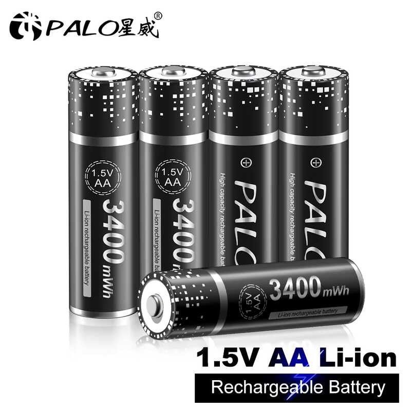 16 Pack Rechargeable AA Lithium Batteries with Charger,3600 mWh 1.5V Double A Batteries High