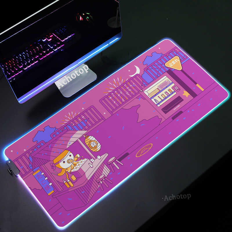 RGB Pink Kawaii Game Mouse Pad Gaming Mousepad Large Mouse Mat Locking ...