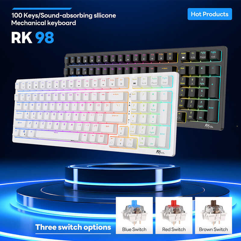 Royal Kludge Rk98 Hot-Swappable Wireless Mechanical Keyboard Na May ...