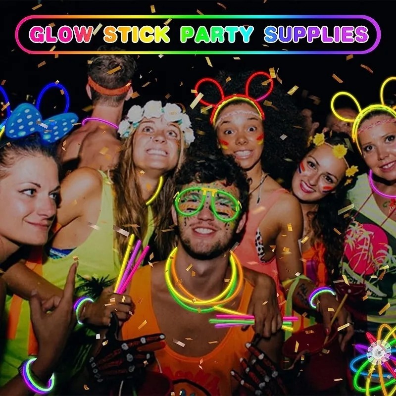 Glow Sticks Mini Disposable Fluorescence Light Bracelet Necklaces Neon ...