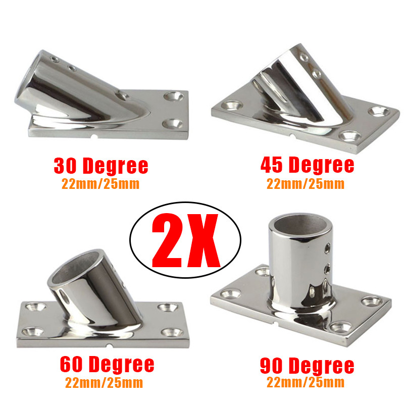 Stainless Steel Marine Pipe Base Fittings 90 Degree Yacht Deck Handrail Rectangular Base