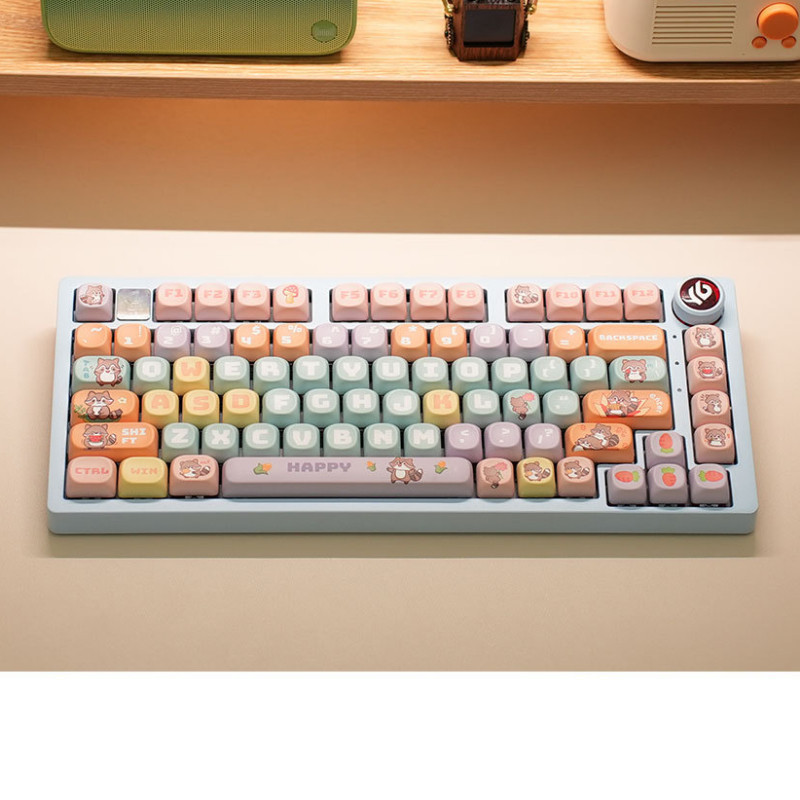 Little Raccoon Ball Cap Pudding Keycaps 135 Keys MOA Profile Mechanical ...