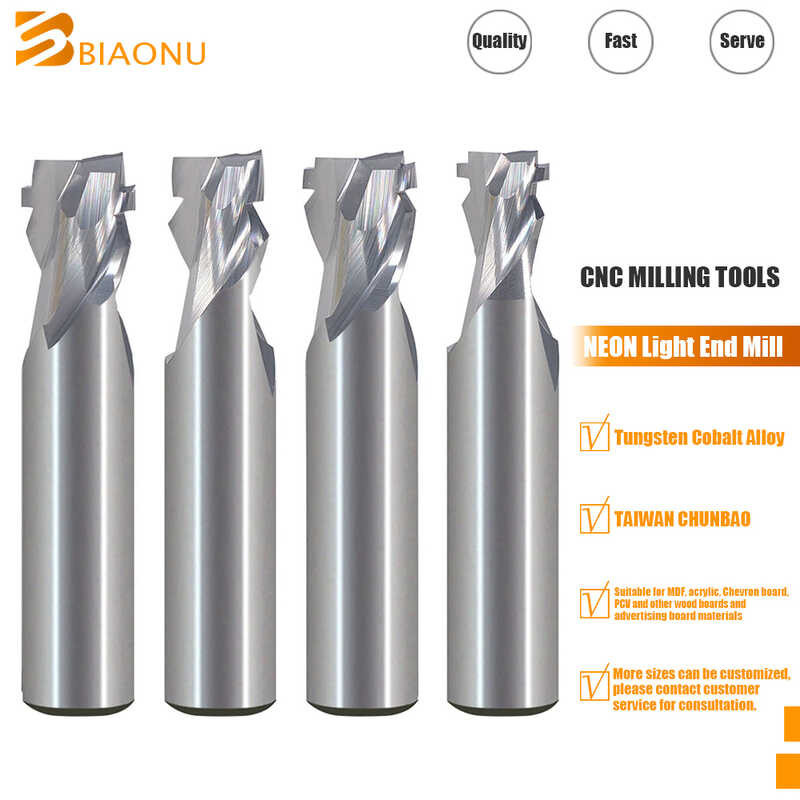 Biaonu 1pc 6/8/12mm Neon Light Stripe End Mill Carbide Flexible ...