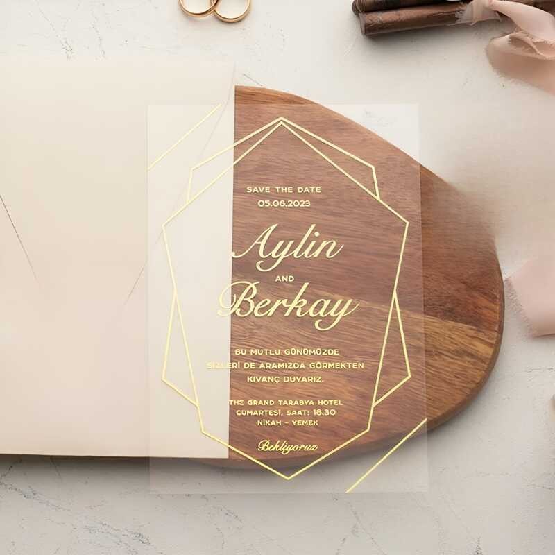 LY Rectangle Wedding Acrylic Invitation Card Personalized Gift Wedding ...