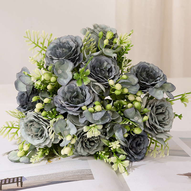 Artificial Flower Silk Rose Bouquet Living Room Garden Decoration ...