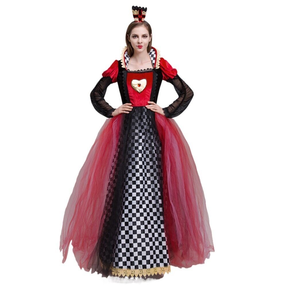 Alice In Wonderland Queen Of Hearts Costume For Women Poker Red Heart ...