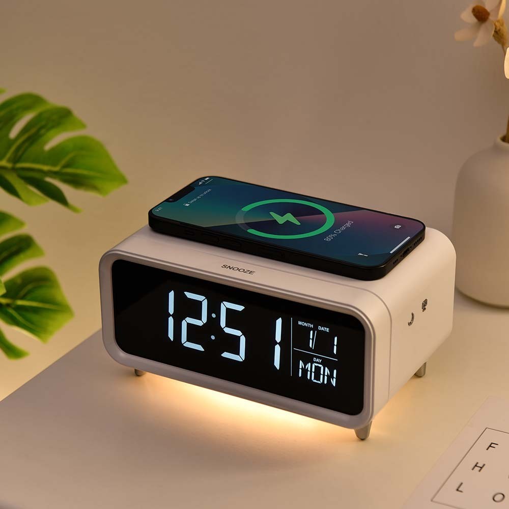 Smart Multi-Functional Digital Clock For Bedside Wireless Charging Lamp ...