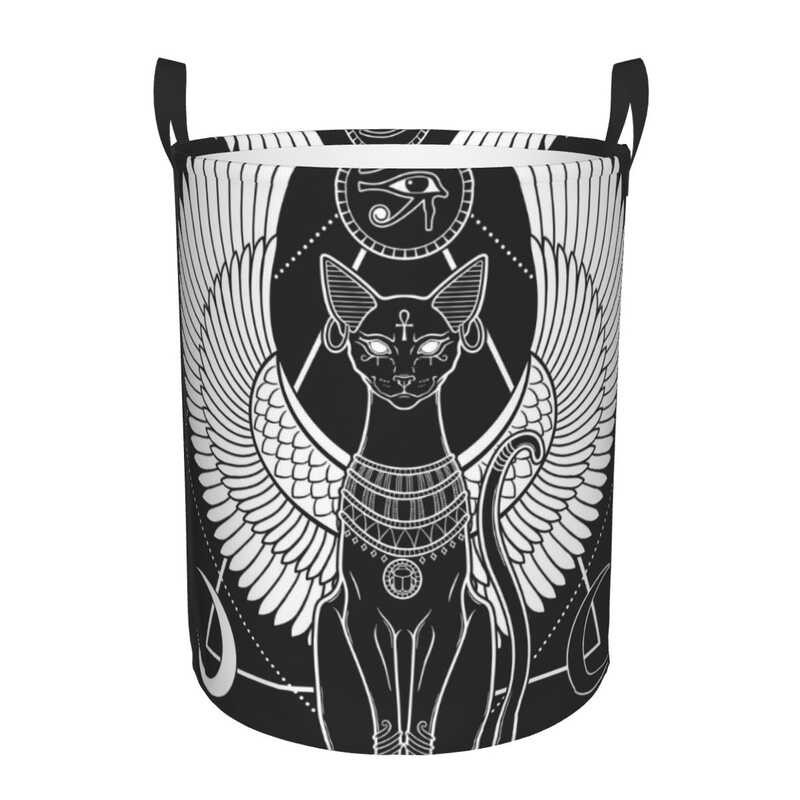 Folding Laundry Basket Ancient Egyptian Goddess Sphynx Cat Dirty