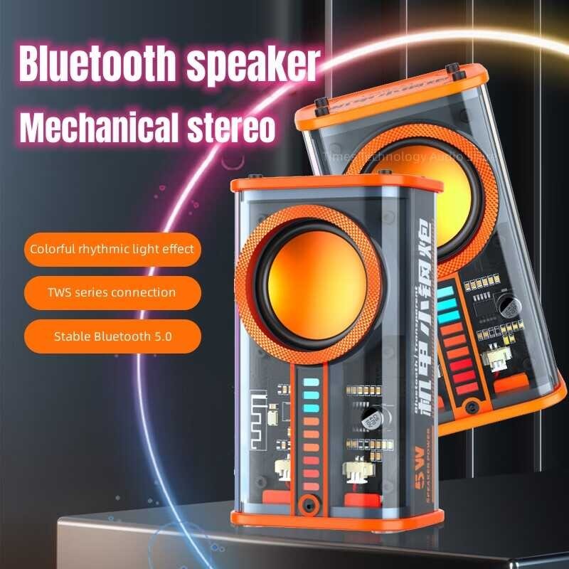 Transparent Mecha Small Steel Cannon Bluetooth Speakers Acousto Optic Rhythmic Subwoofer Tws