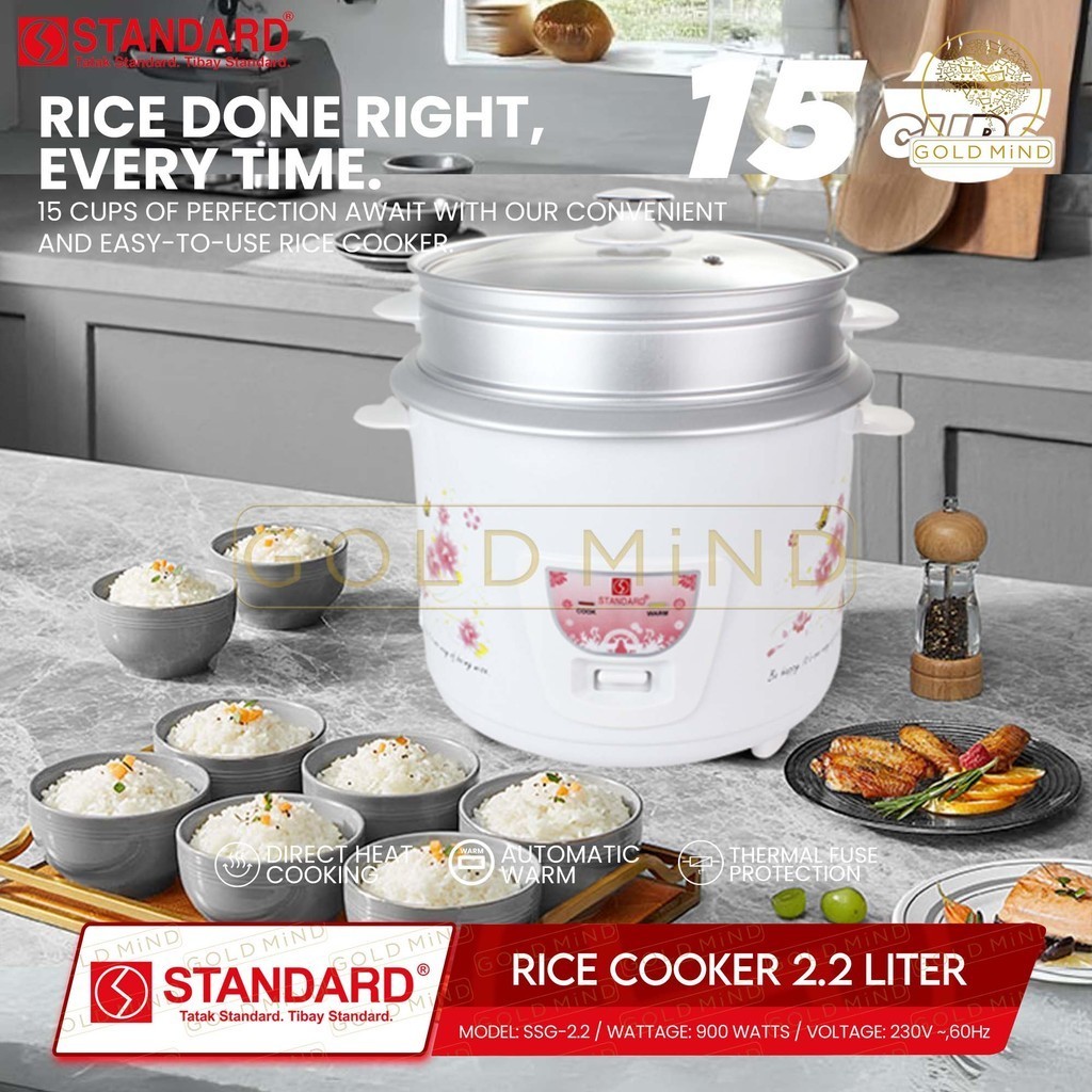 STANDARD Rice Cooker 2.2 Liters 10 Cups 700w - Yellow Elephant | Shopee ...