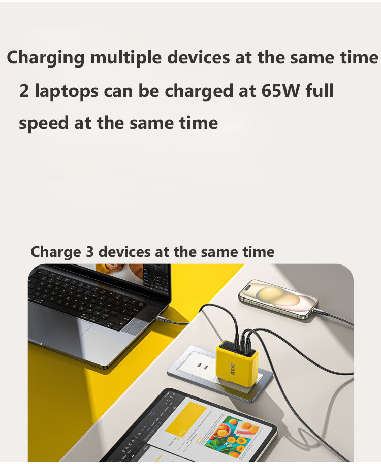 AOHI 140W USB C Charger PD3.1 3-Port GaN+ Laptop Wall Charger 100W Fast ...