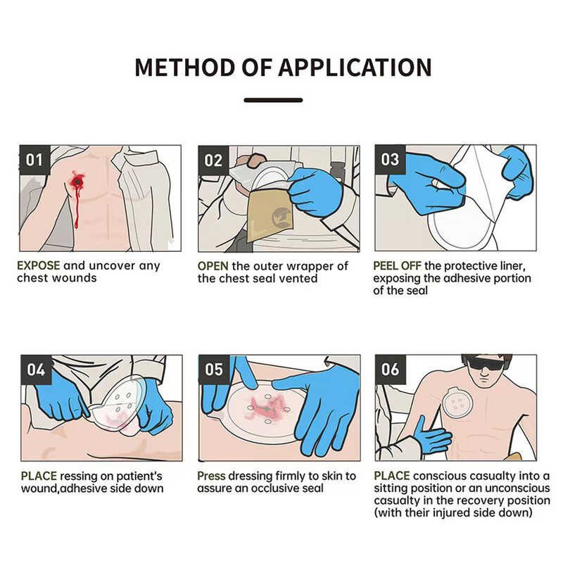 LY ♛ 1Pcs Chest Seal Occlusive Adhesive Emergency Trauma Sticker First ...