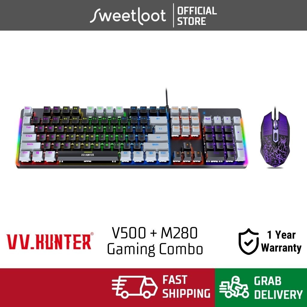 Vv.hunter Gaming Keyboard & Mouse Combo (v500 + M280) Fullsized 104-key 